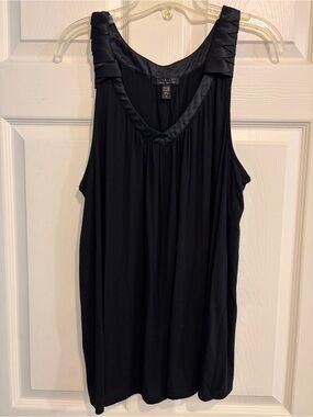 Midnight by Carole Hochman Black Satin-Trim Sleeveless Tank